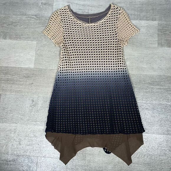 Pete Collection Crochet Short Sleeve Tie-dye Shark Bite Hi-lo Tunic Women’s XS - Picture 13 of 14